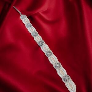 White beaded leather bracelet